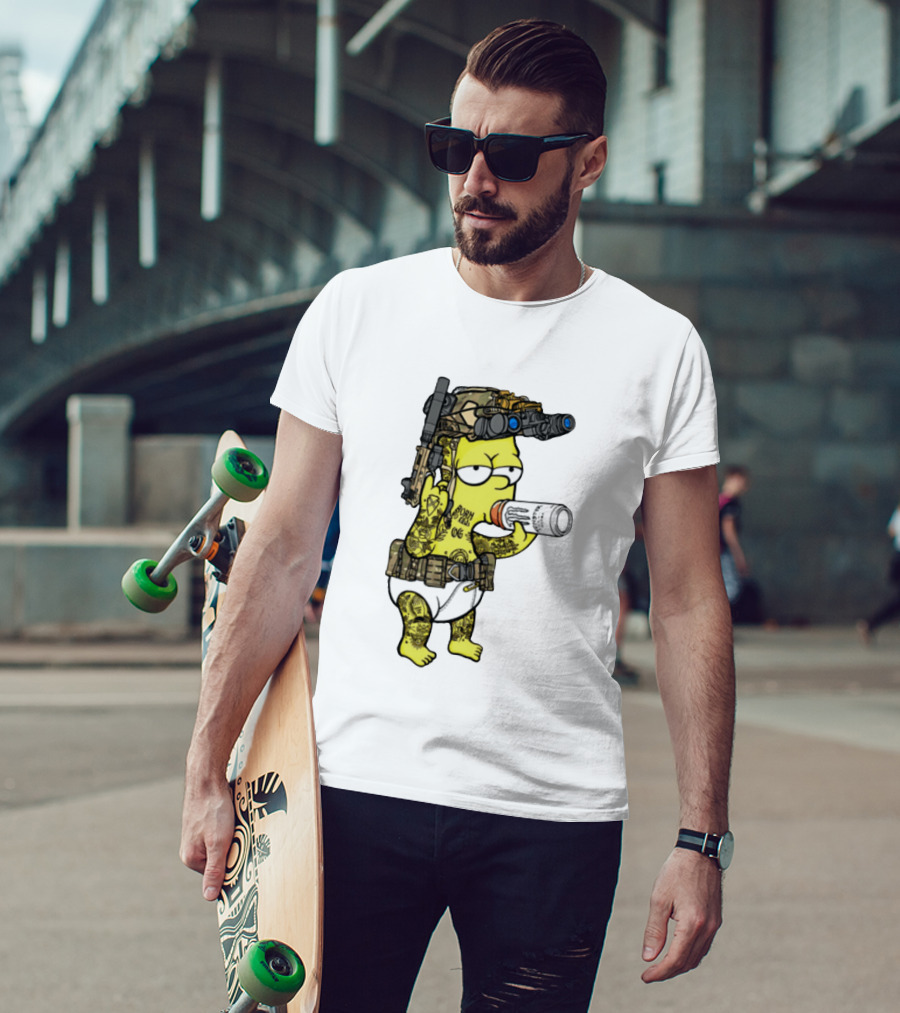 Bart Simpson Tactical Gear Night Vision Tattoo Parody Yung Bart T-Shirt