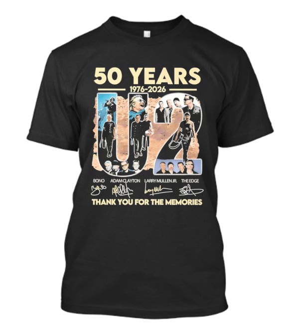 50 Years 1976 2026 U2 Bono Adam Clayton Larry Mullen The Edge Thank You For The Memories T-Shirt