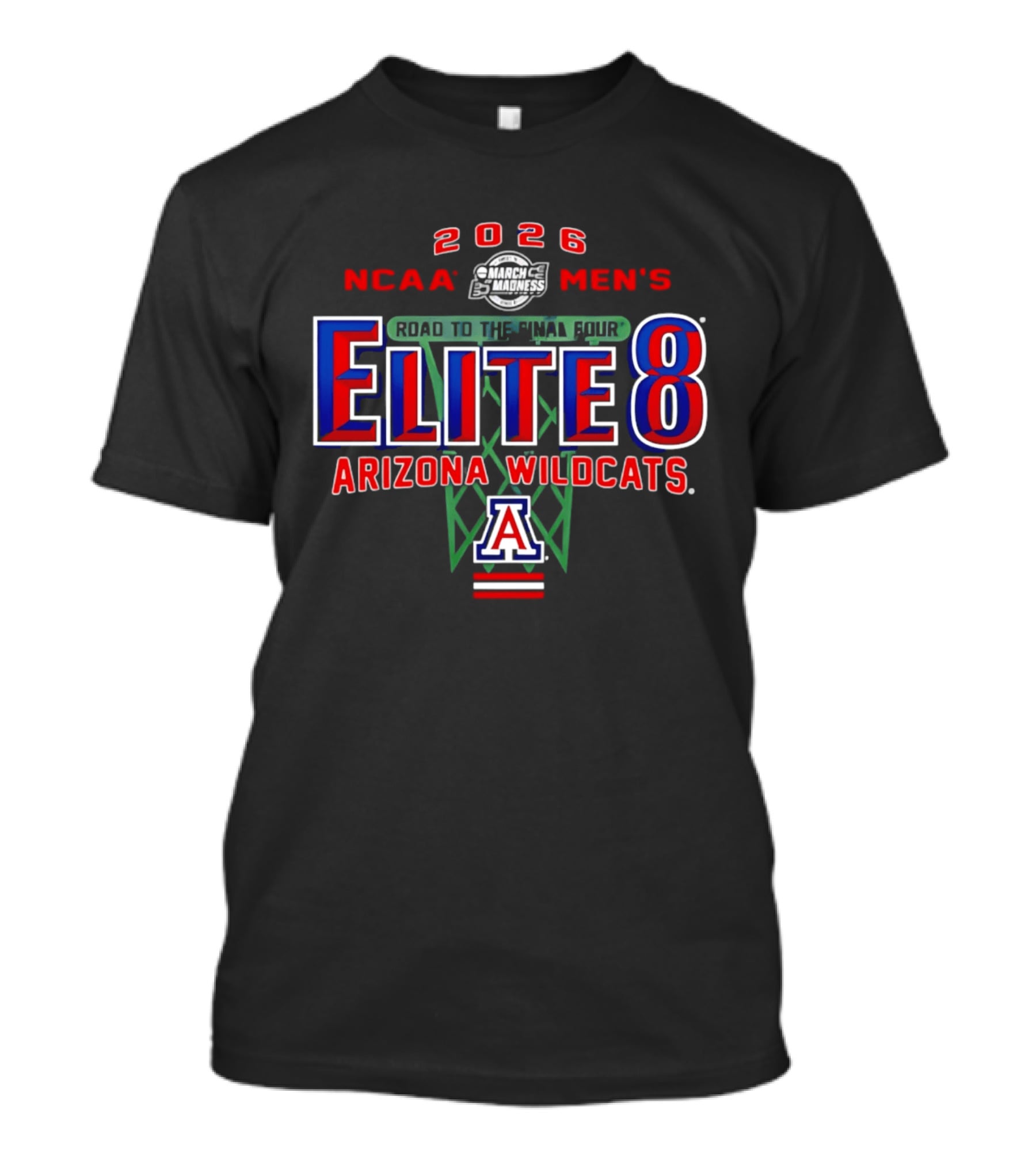 2026 NCAA Men's Basketball Elite 8 Arizona Wildcats Road To The Final Four T-Shirt