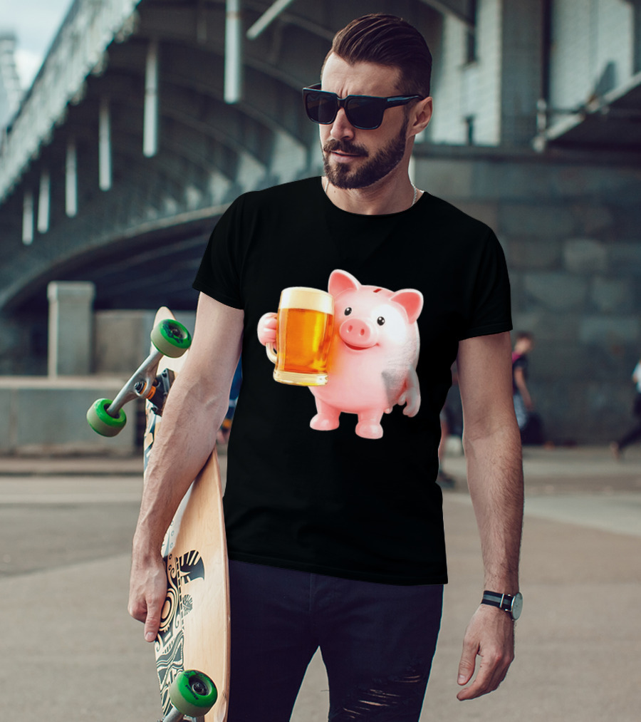 Piggy Bank With Beer Save Money Concept T-Shirt