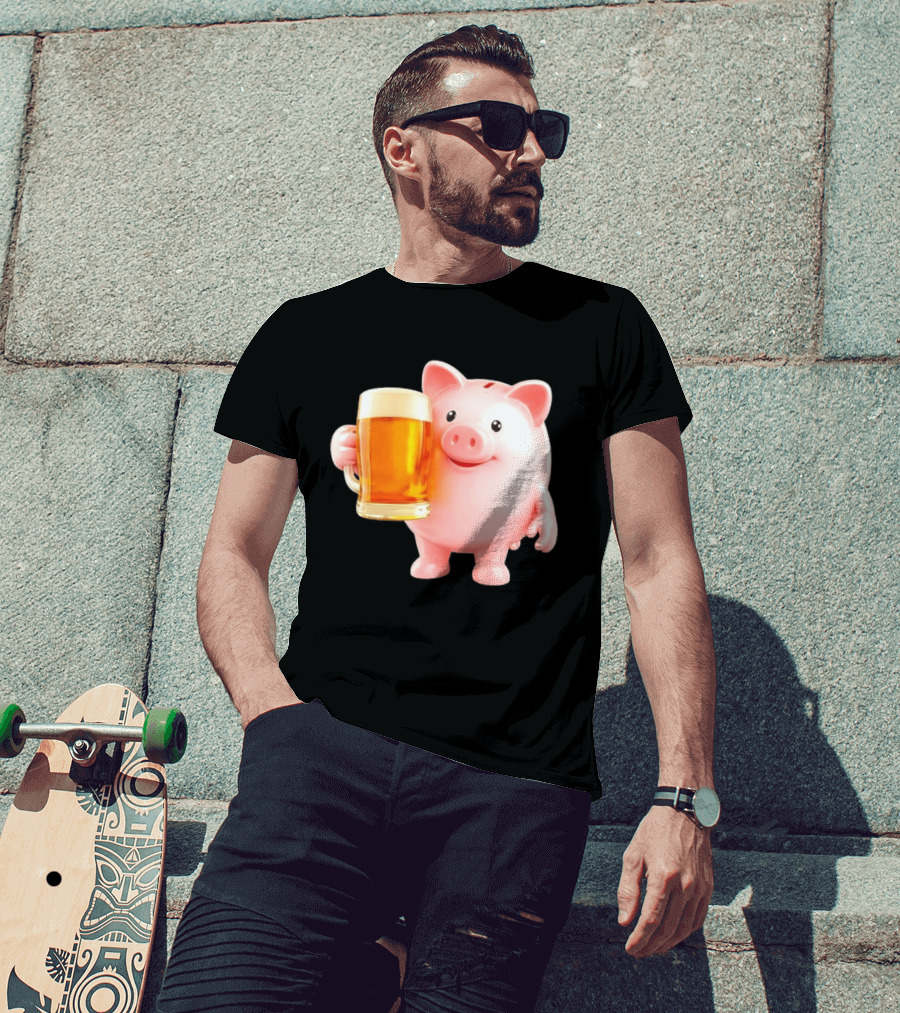 Piggy Bank With Beer Save Money Concept T-Shirt