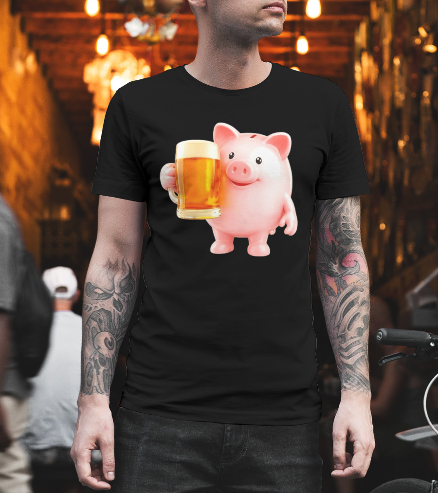 Piggy Bank with Beer Save Money Concept T-Shirt