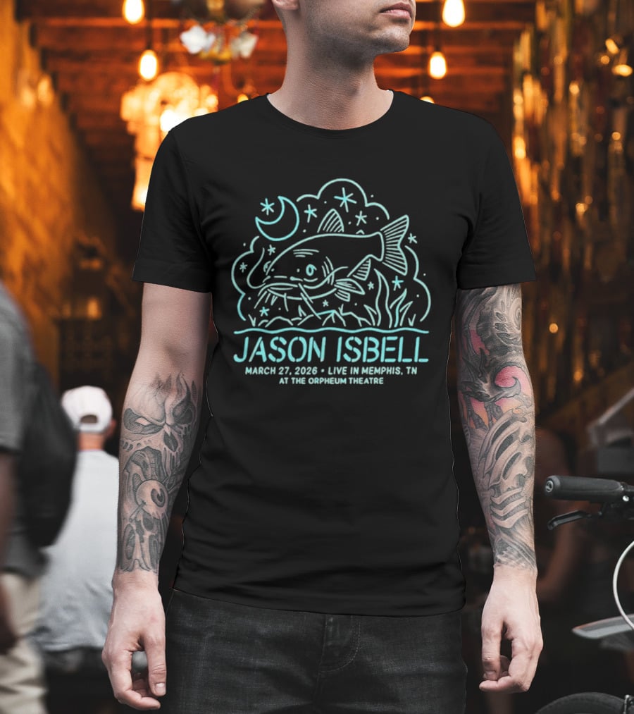 Jason Isbell Live In Memphis TN March 27 2026 Orpheum Theatre Moon And Fish Stars T-Shirt