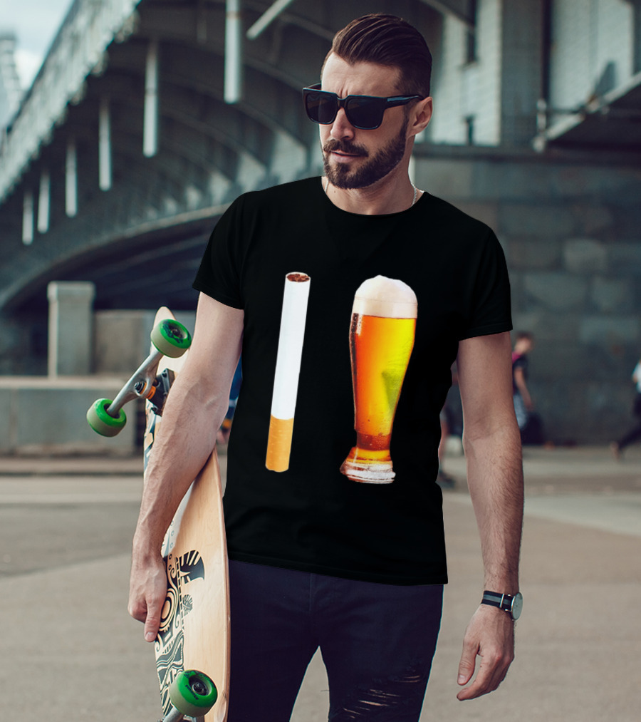 Cigarette And Beer Combo Classic Symbolic Pair T-Shirt