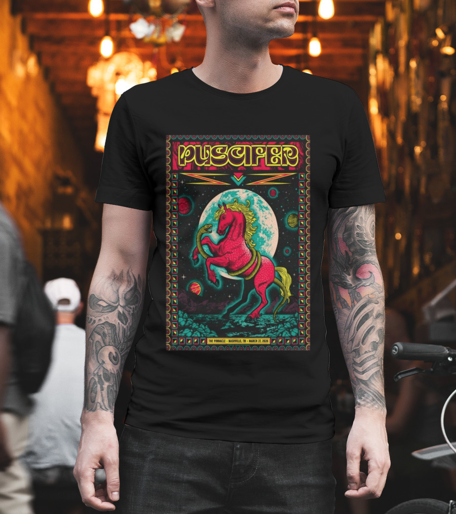 Puscifer The Pinnacle Nashville TN March 27 2026 Psychedelic Unicorn Snake Moon Planets T-Shirt