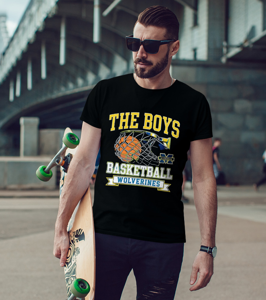 The Boys Basketball Wolverines Michigan M Hoops Sports Team T-Shirt