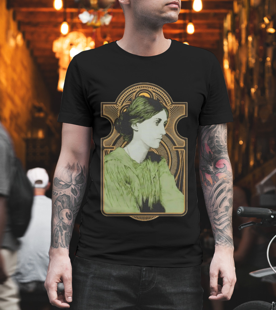 Virginia Woolf Nouveau Art Deco Style Green Dress T-Shirt