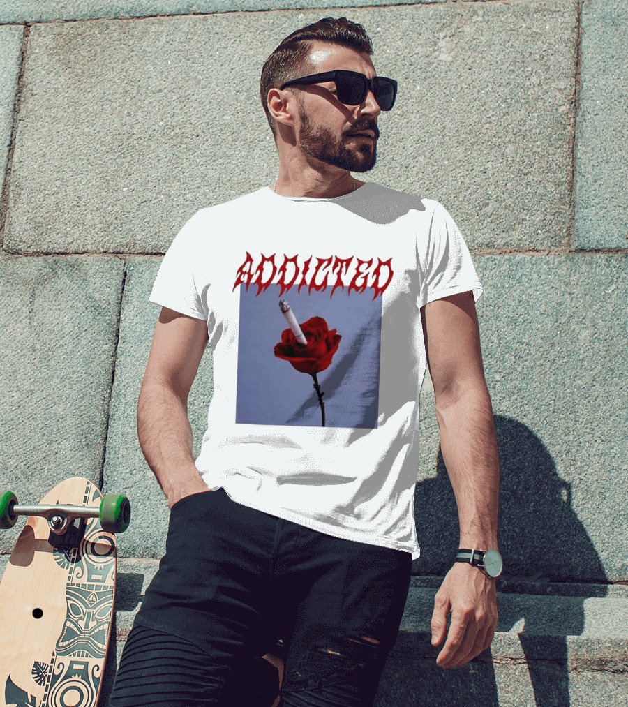 Addicted Smoking Roses Metal Aesthetic T-Shirt