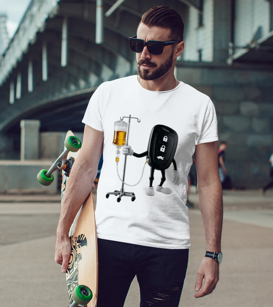 Car Keys With IV Beer Do Not Drink Alcohol When Driving Warning T-Shirt