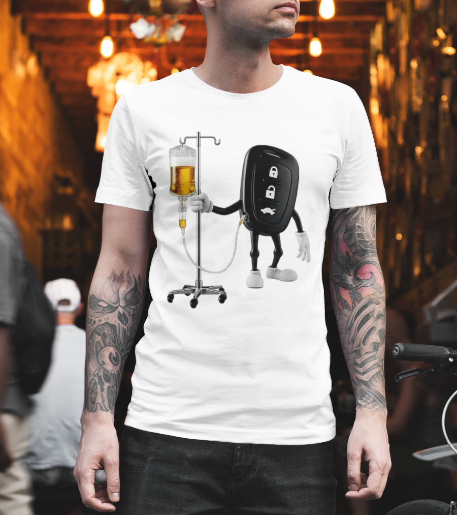 Car Keys with IV Beer Do Not Drink Alcohol When Driving Warning T-Shirt