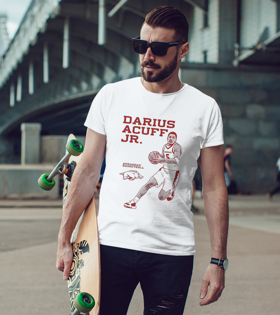 Darius Acuff Jr Arkansas Razorbacks Basketball Player Monochrome T-Shirt