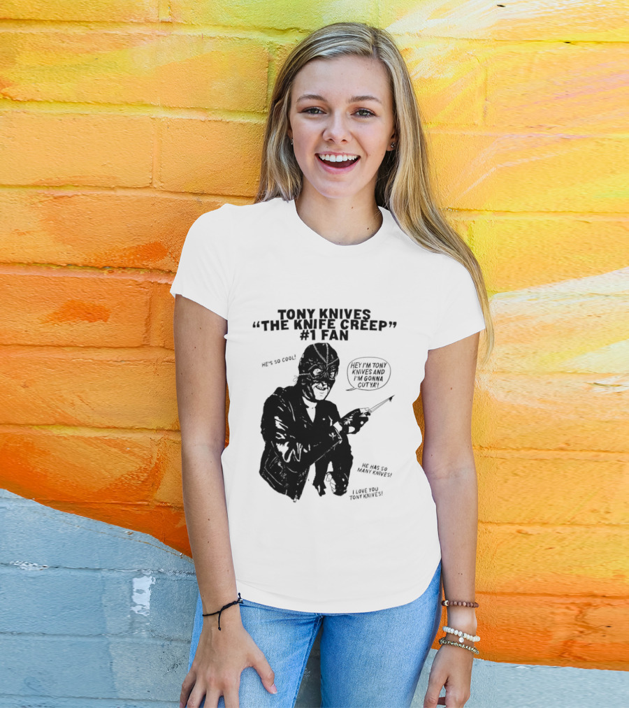 Tony Knives The Knife Creep Volume One Leather Jacket Mysterious True Crime Legendary Horror Movie Night Stalk Western Adventure T-Shirt