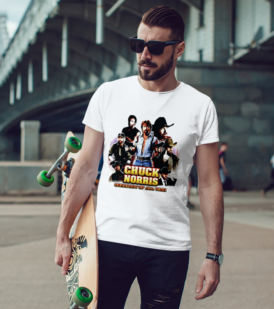Chuck Norris Greatest Of All Time Retro Collage T-Shirt