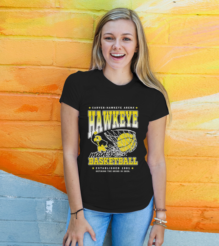 Carver Hawkeye Arena Man's Basketball Defining The Grind In 2023 Established 1901 T-Shirt
