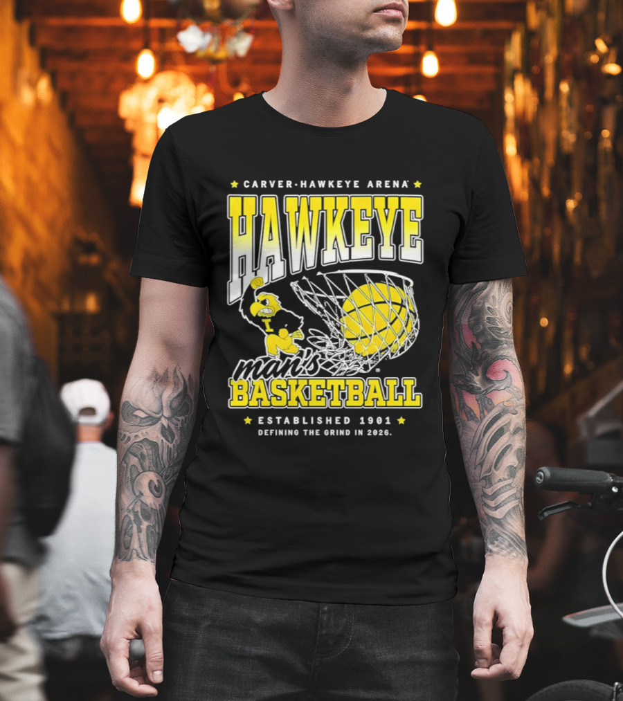 Carver Hawkeye Arena Man's Basketball Defining the Grind in 2023 Established 1901 T-Shirt