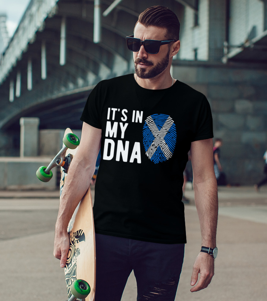 IT'S IN MY DNA Scotland Flag Fingerprint T-Shirt