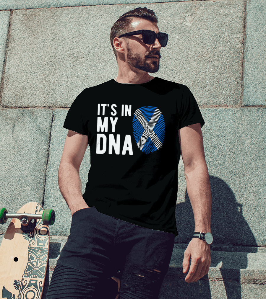 IT'S IN MY DNA Scotland Flag Fingerprint T-Shirt