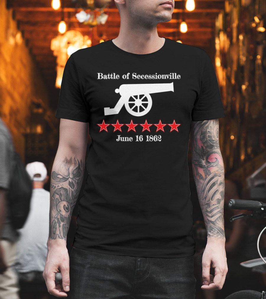 Battle Of Secessionville June 16 1862 War Cannon Six Red Stars T-Shirt