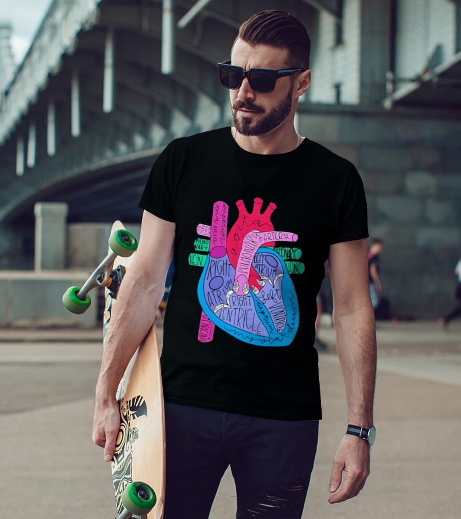 Heart Anatomy Aorta Pulmonary Artery Superior Vena Cava Right Atrium Ventricle Diagram T-Shirt