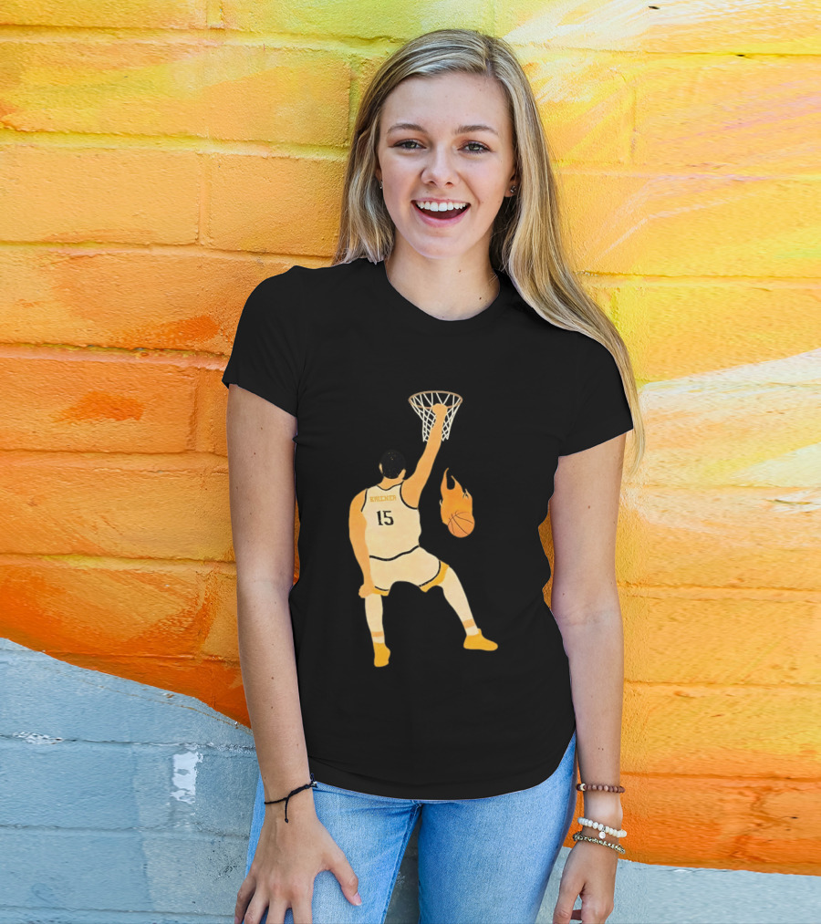 Nikola Jokic Denver Nuggets 15 Basketball Player Dunking Flame Ball T-Shirt