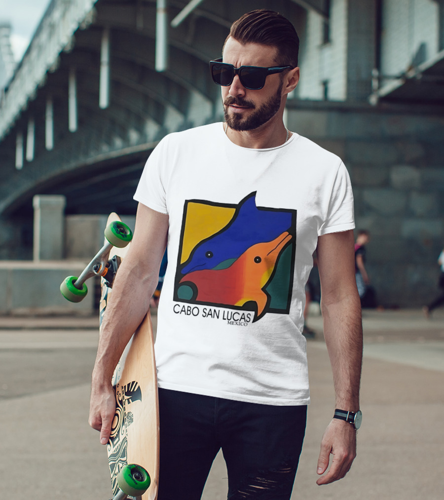 Cabo San Lucas Dolphin Colorful Art Mexico T-Shirt