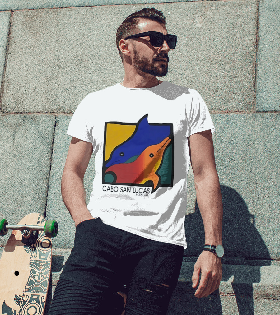 Cabo San Lucas Dolphin Colorful Art Mexico T-Shirt