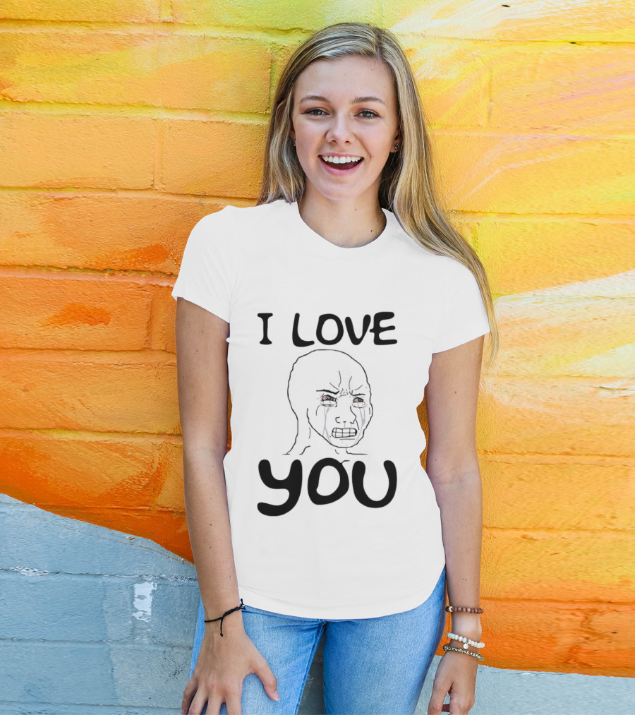 Wojak Crying I Love You Meme T-Shirt