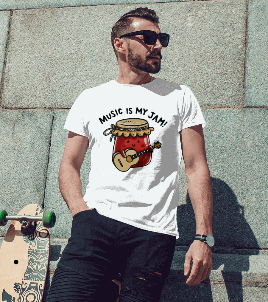 Jar Of Jam Playing Guitar Music Is My Jam T-Shirt