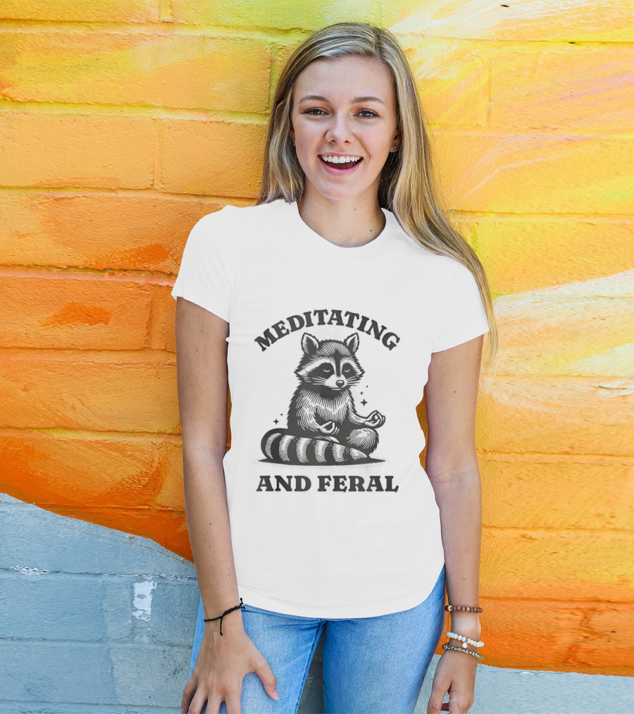 Raccoon Meditating And Feral Yoga Meditation T-Shirt