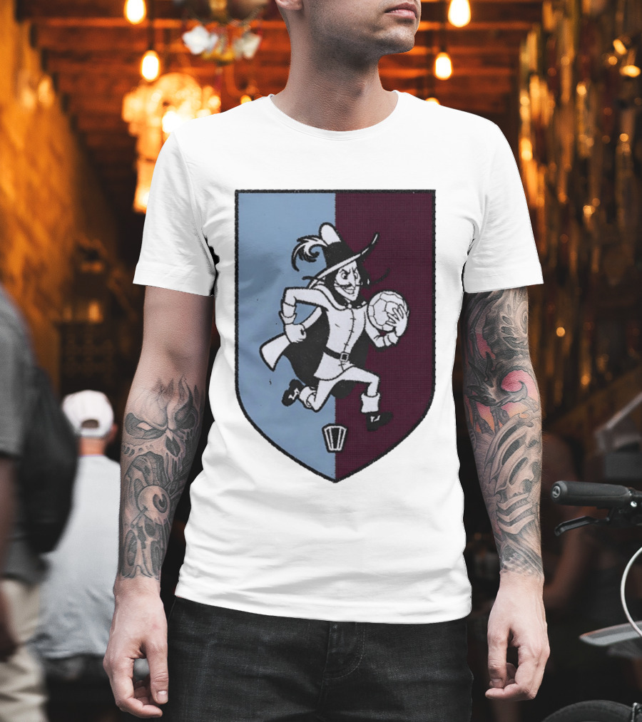 The Villan Football Mascot with Ball and Shield T-Shirt