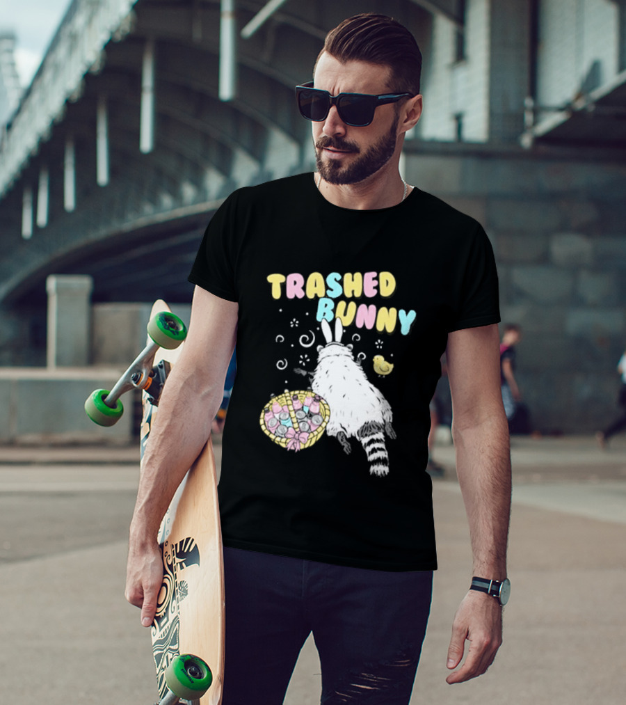 Trashed Bunny Raccoon Pastel Swirls Duck T-Shirt