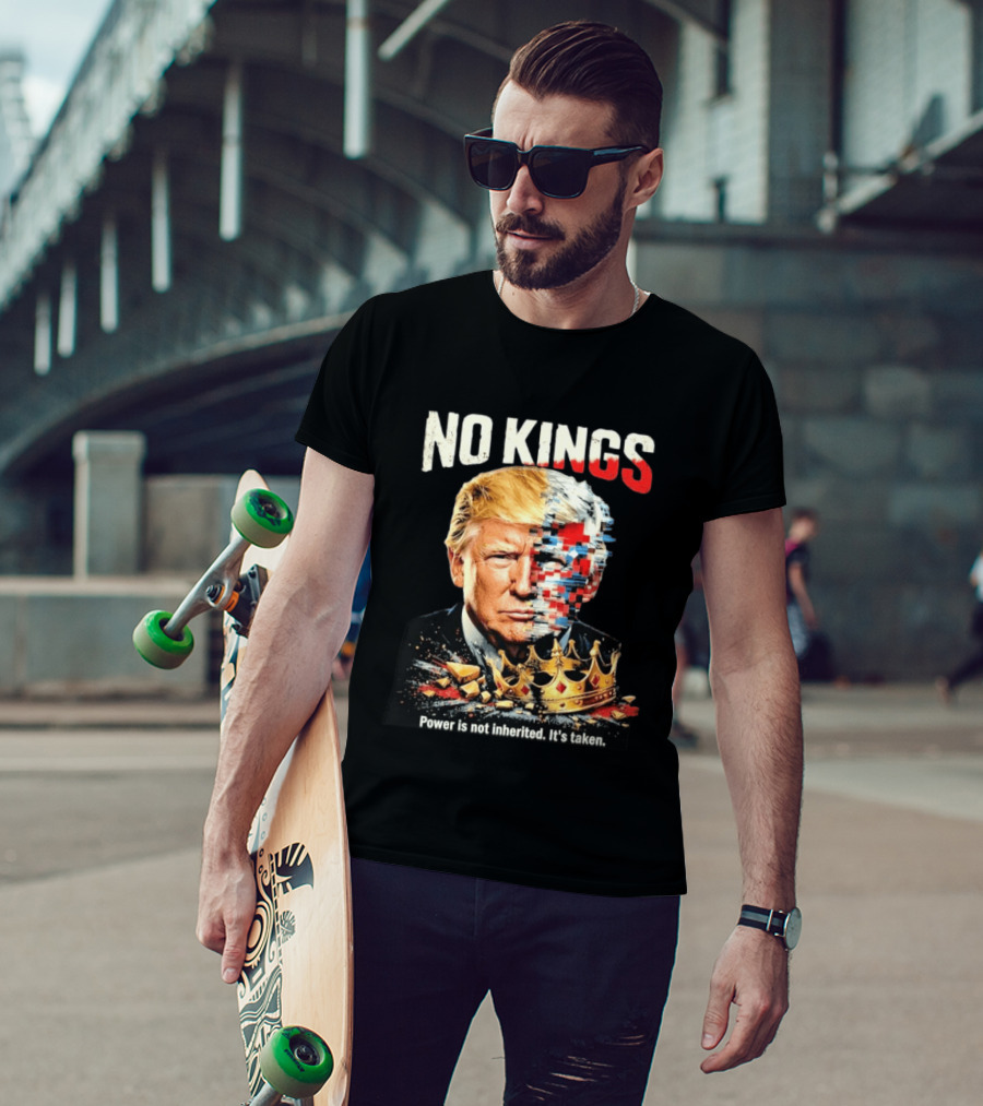 No Kings Trump Power Is Not Inherited It's Taken Pixelated Crown T-Shirt
