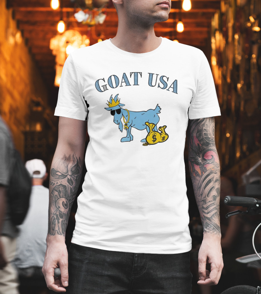 GOAT USA Cash Money Crowned Goat With Sunglasses And Gold Chains T-Shirt