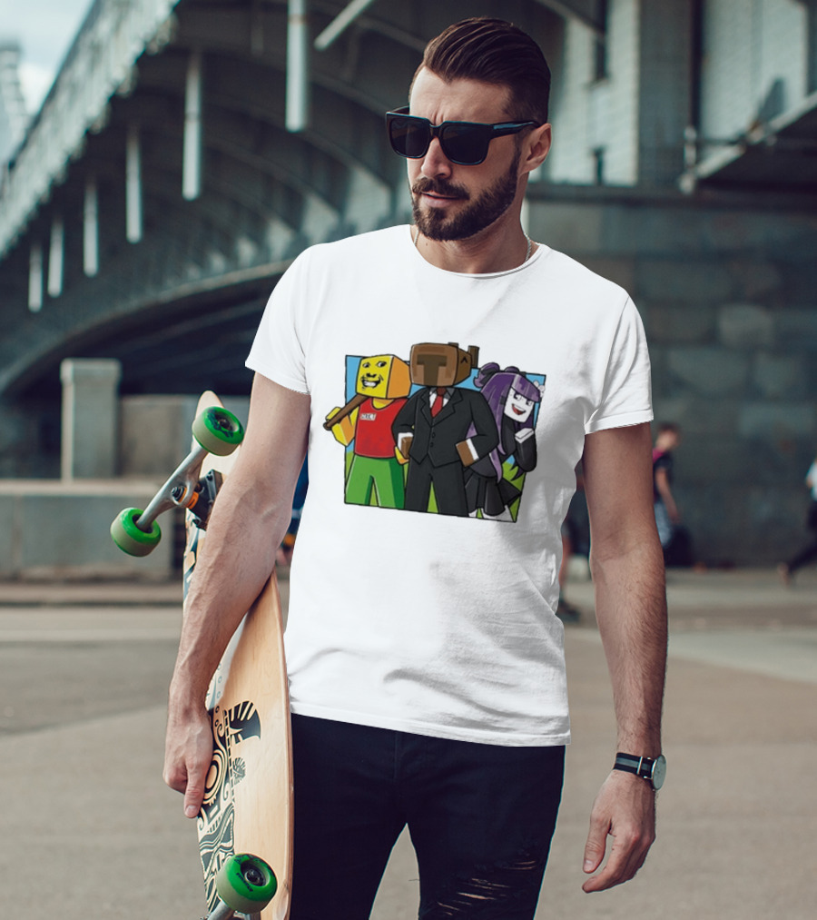 Jocuri Horror Sky Pixel Characters In Suits And Costumes T-Shirt