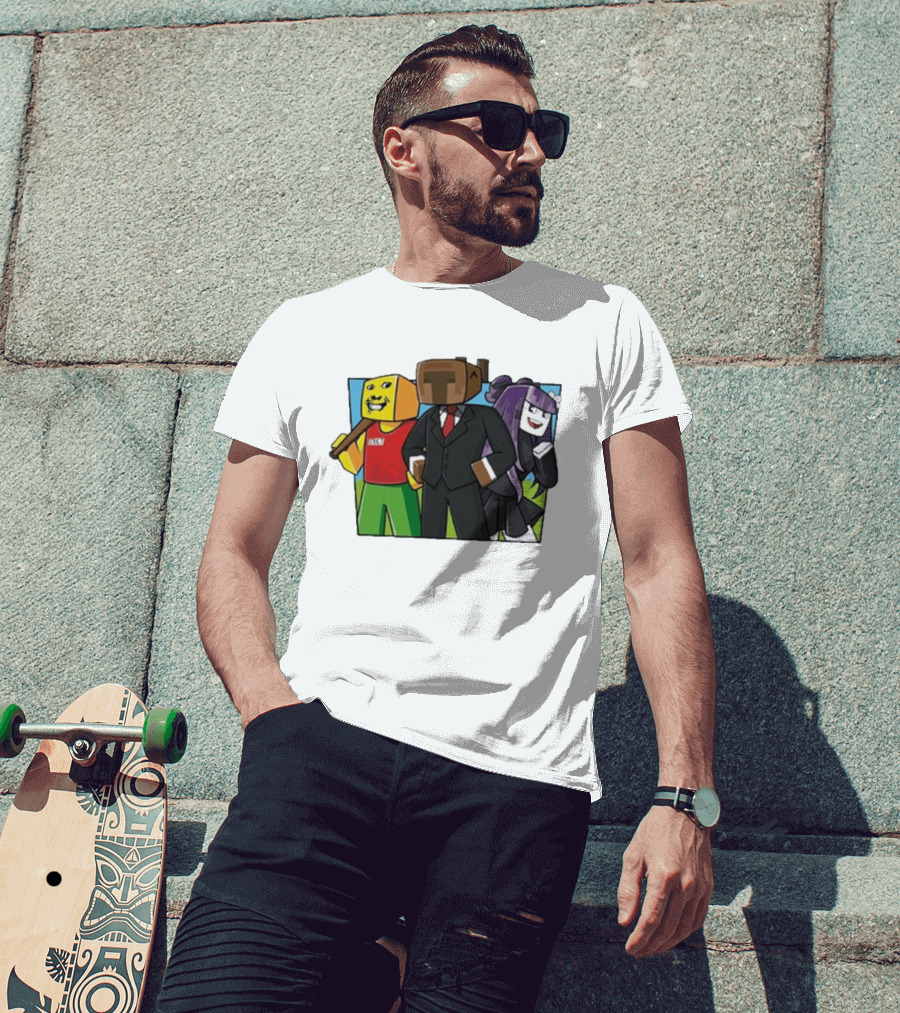Jocuri Horror Sky Pixel Characters In Suits And Costumes T-Shirt