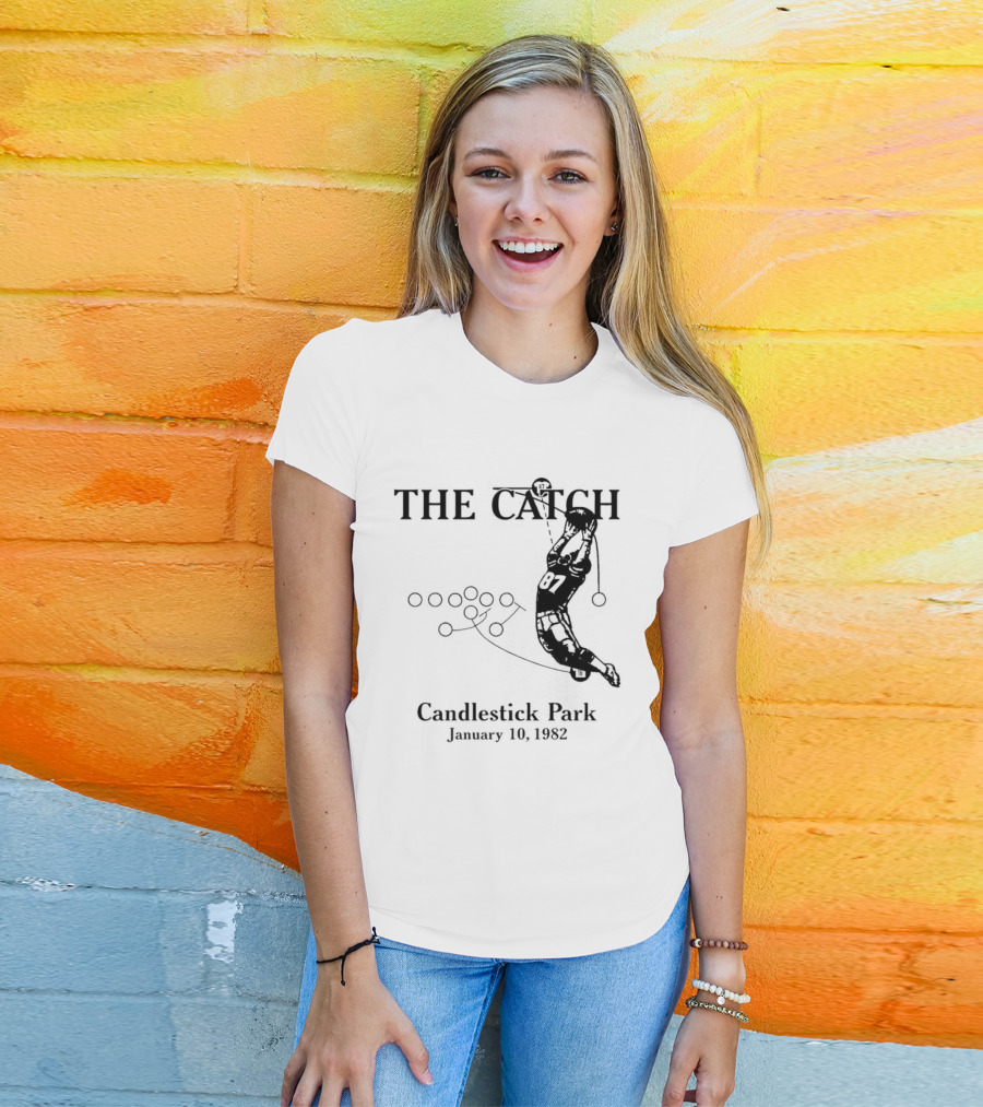 The Catch San Francisco 49ers Dwight Clark Candlestick Park January 10th 1982 Iconic Moment T-Shirt