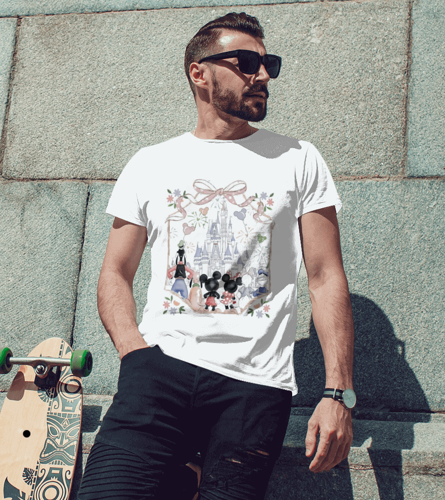 Family Mickey Cartoon Castle Fireworks Most Magical Place On Earth T-Shirt