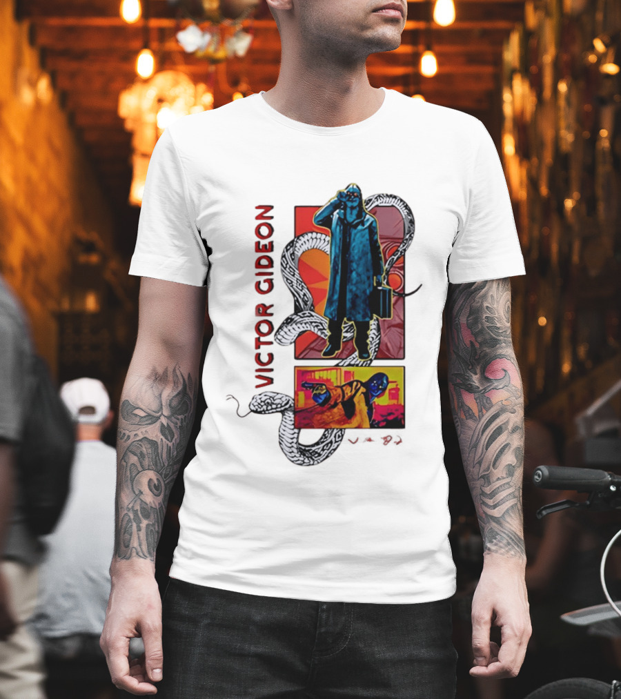 Victor Gideon Dramatic Snake And Mysterious Figures T-Shirt