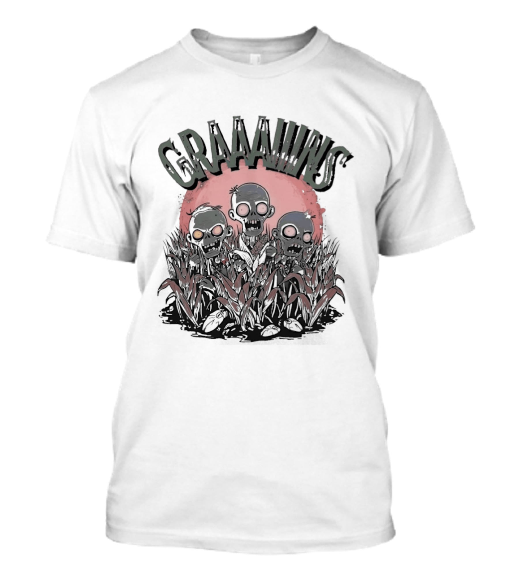 Zombie Graaains Creepy Undead Rising In Cornfield Night Scene T-Shirt