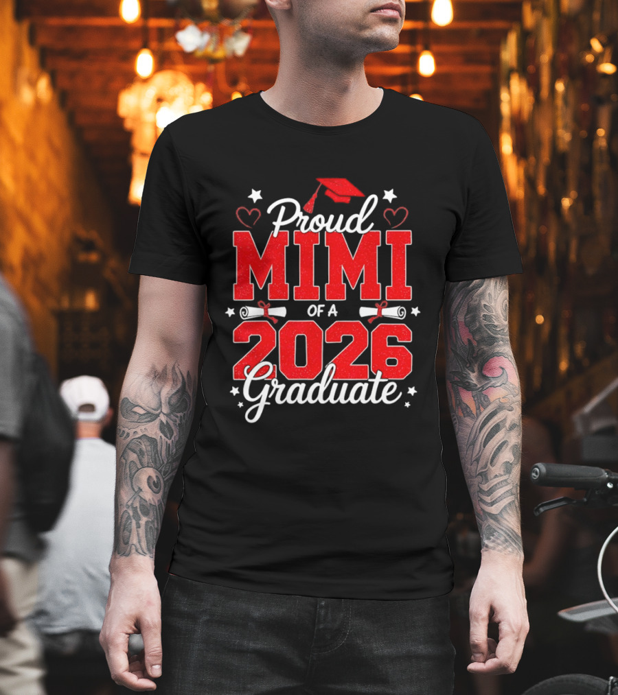 Proud Mimi Of A 2026 Graduate Senior Graduation Cap And Scrolls T-Shirt