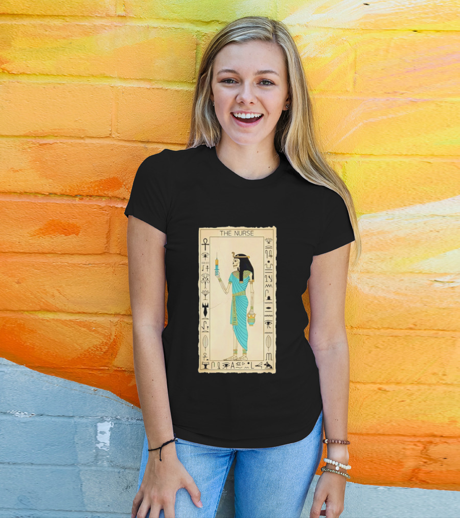 The Nurse Egyptian Skeleton Tarot Card Medical Goth T-Shirt