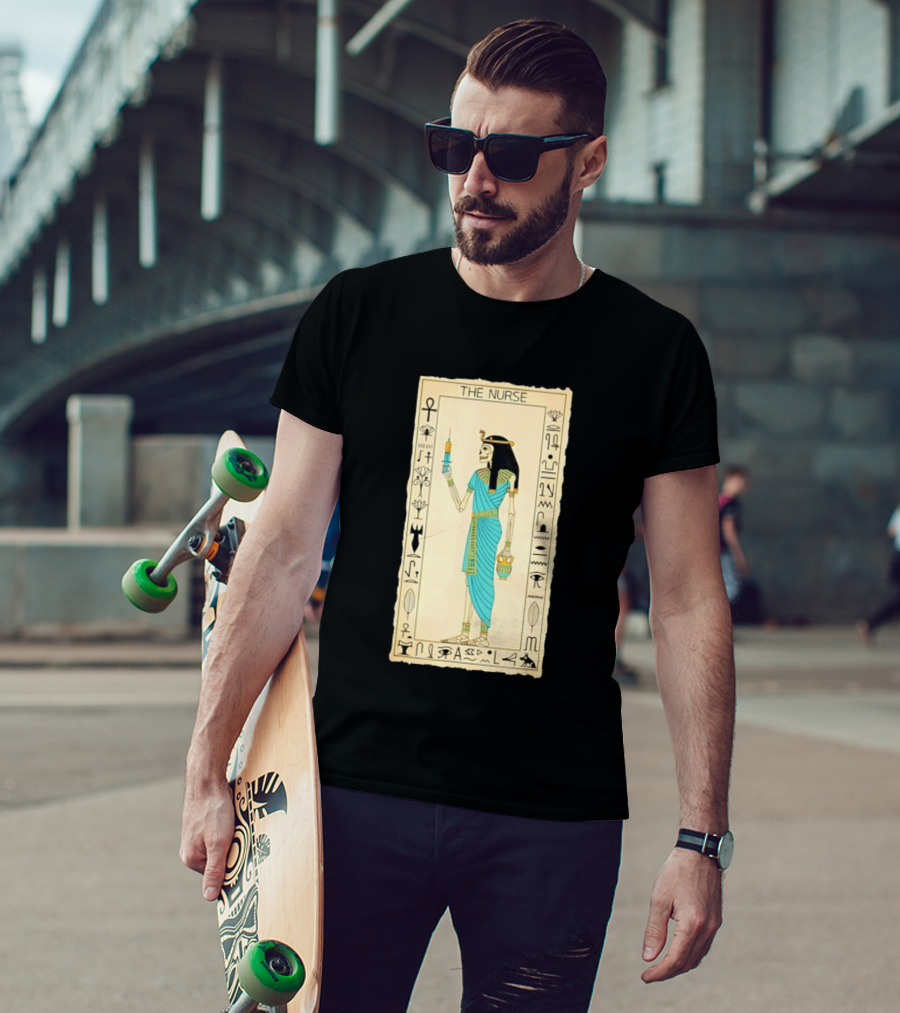 The Nurse Egyptian Skeleton Tarot Card Medical Goth T-Shirt