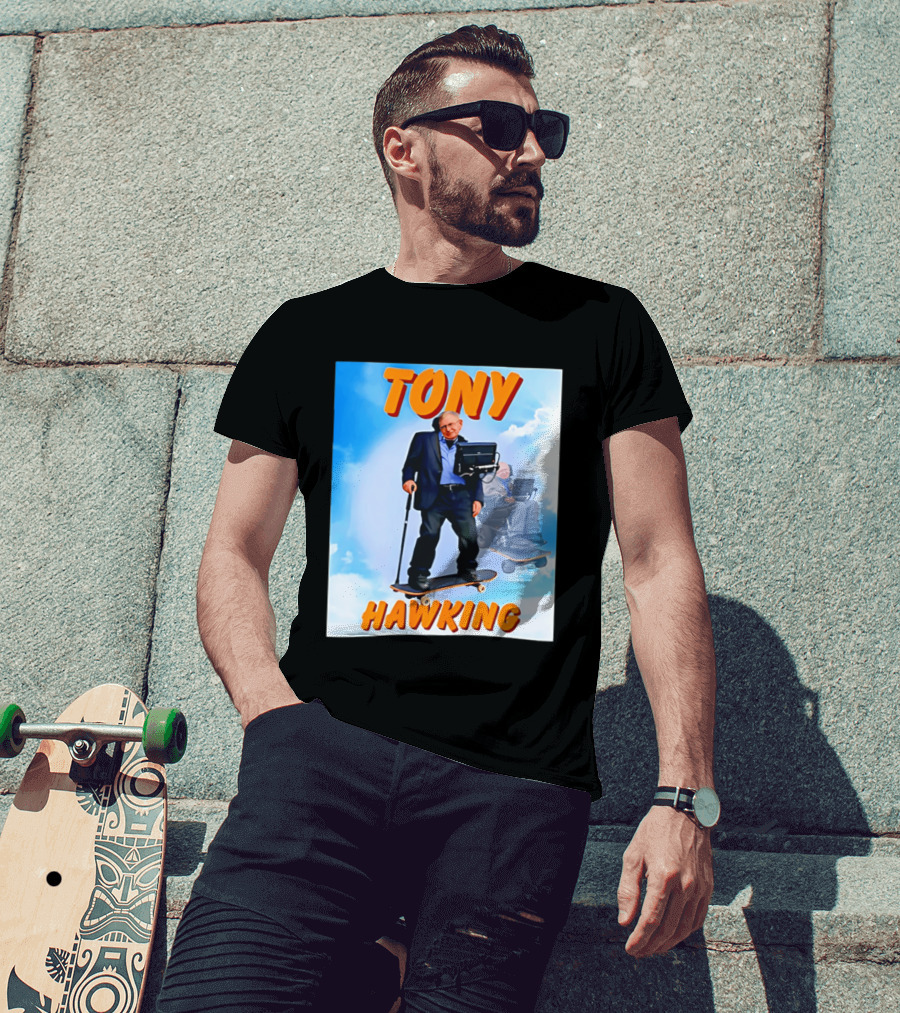 Tony Hawking Skateboard Fusion Surreal Humor T-Shirt