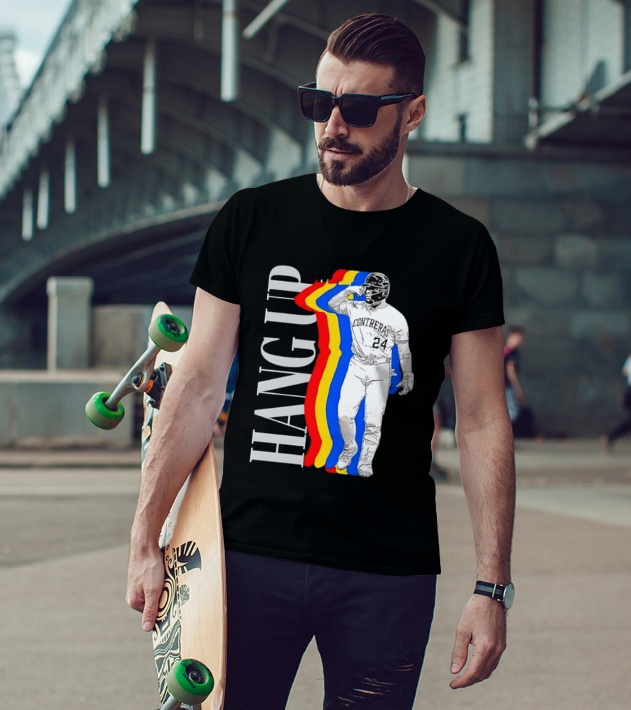 Willson Contreras 24 Hang Up Baseball Art With Colorful Stripes T-Shirt