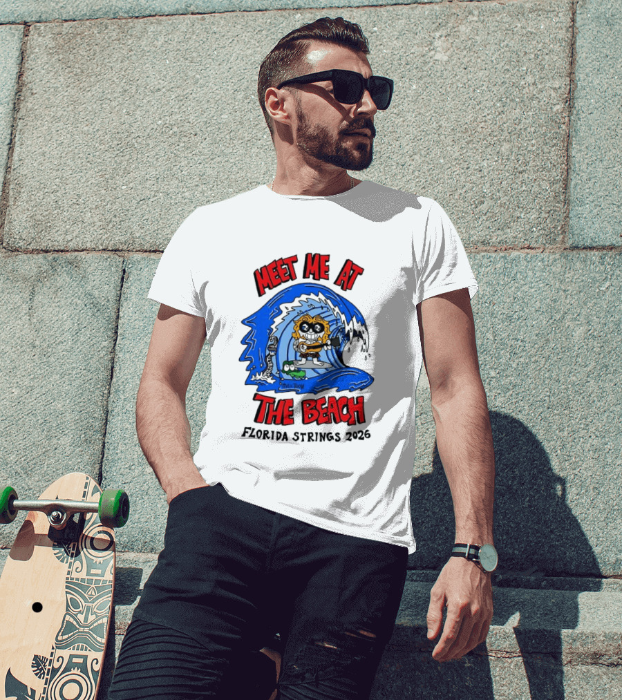Meet Me At The Beach Florida Strings 2026 Surfing Wave T-Shirt