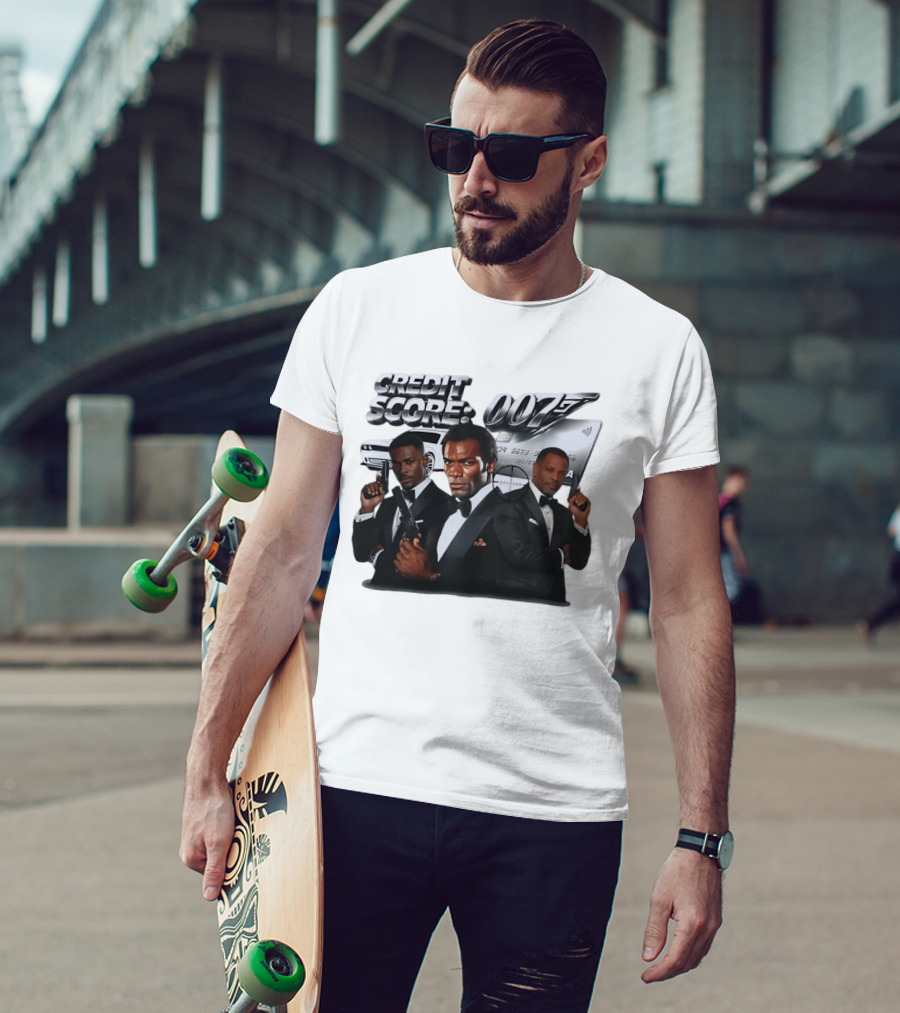 CREDIT SCORE 007 James Bond Style With Agents And Luxury Car T-Shirt
