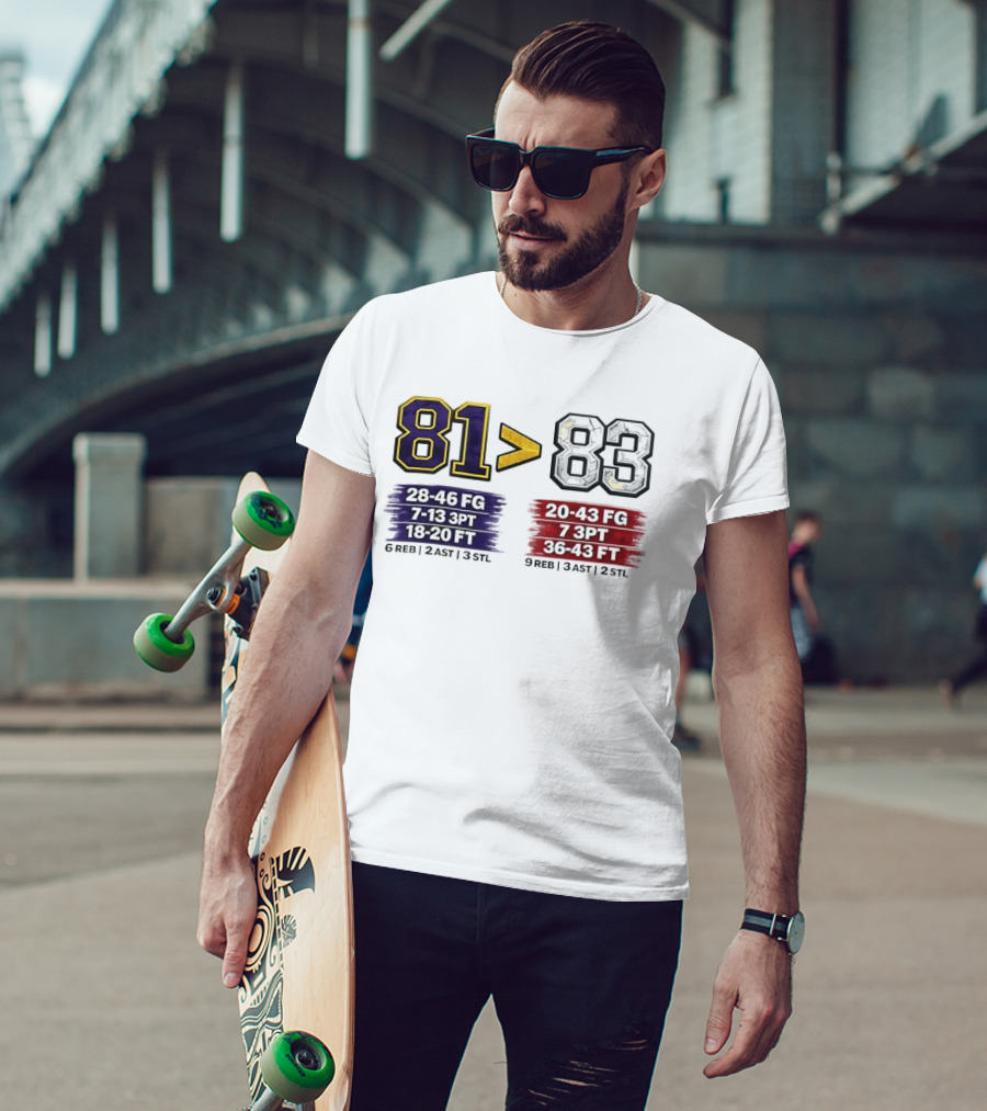 81 Greater Than 83 Kobe Bryant Legendary Performance Stats T-Shirt