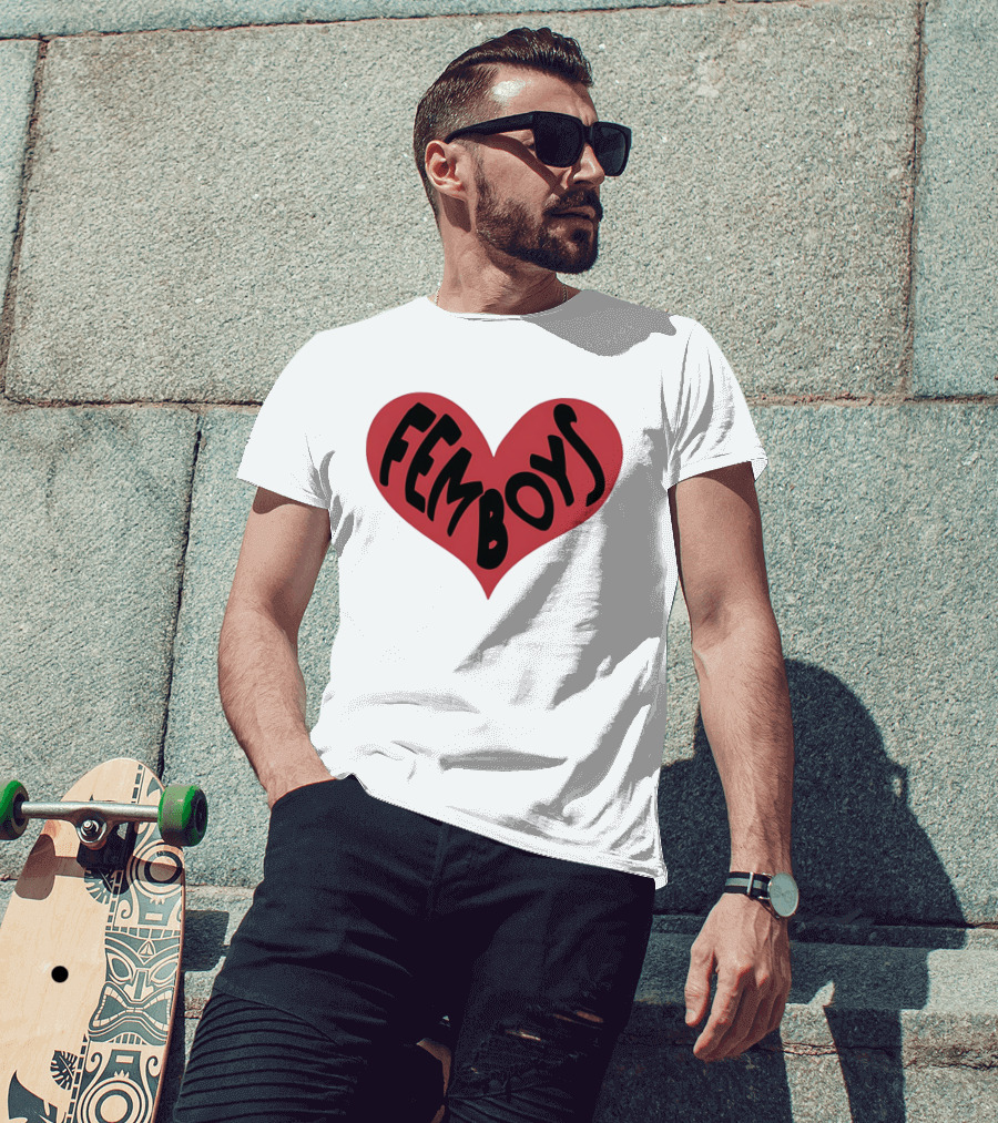 Femboys Heart Shape Bold Letters T-Shirt