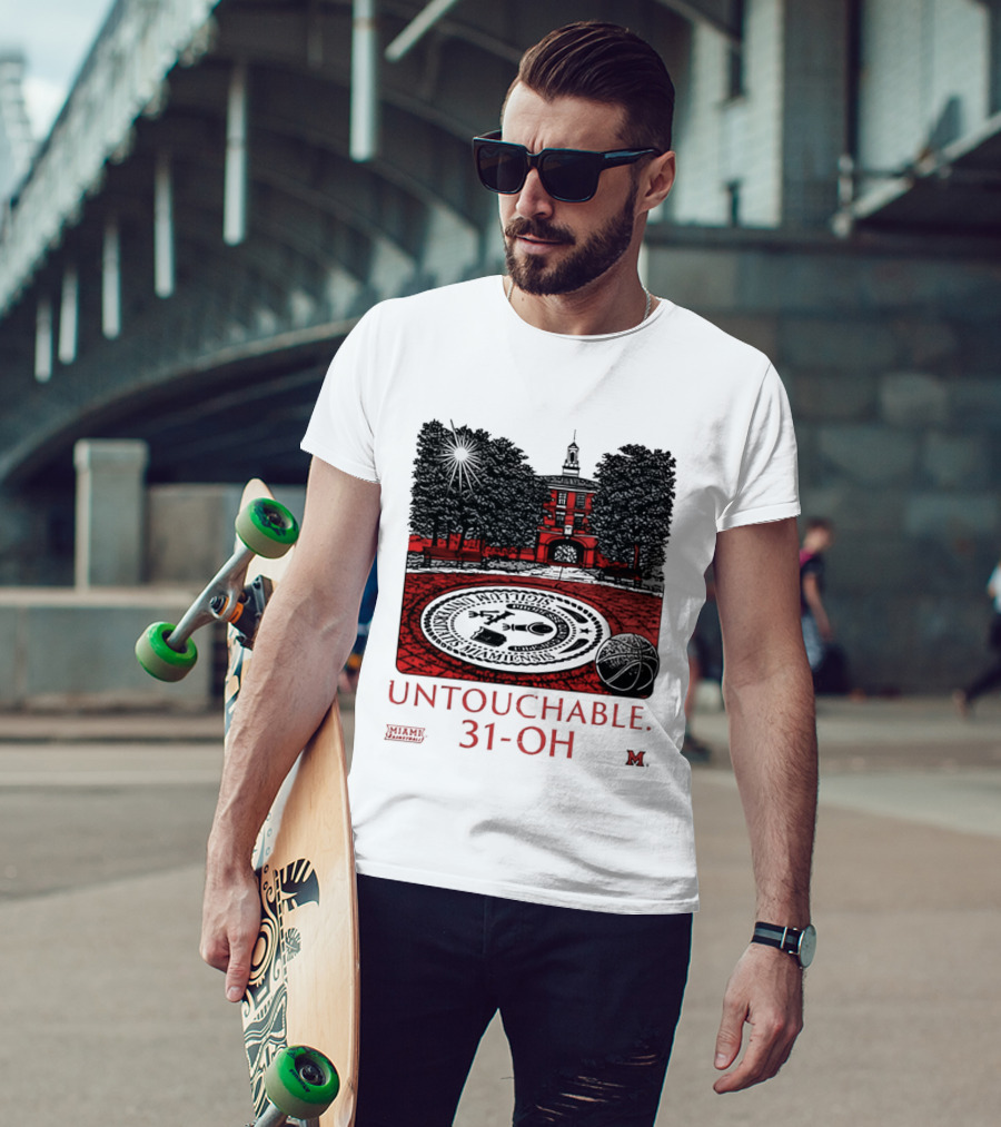 Miami RedHawks Untouchable 31 OH Historic Seal And Building T-Shirt