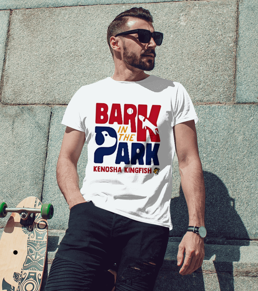 Kenosha Kingfish Bark In The Park Event With Playful Dog And Fish T-Shirt